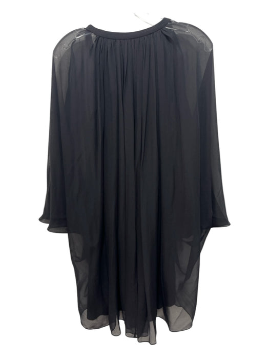 Diane Von Furstenberg Size 2 Black Silk Draped Front Gather Sheer Dress Black / 2