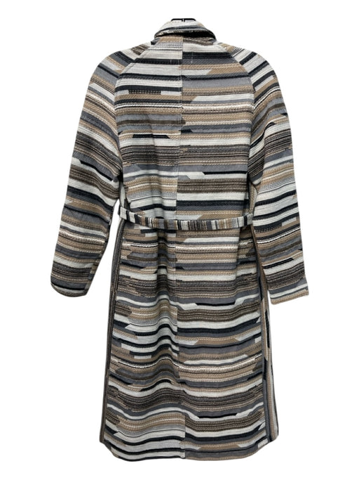 Billy Reid Size XS White, Brown & Grey Cotton Blend Vertical Stripes Coat White, Brown & Grey / XS