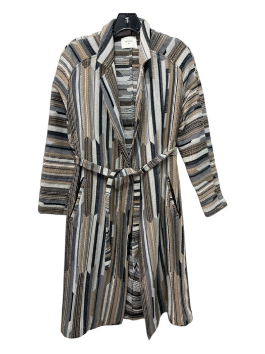 Billy Reid Size XS White, Brown & Grey Cotton Blend Vertical Stripes Coat White, Brown & Grey / XS