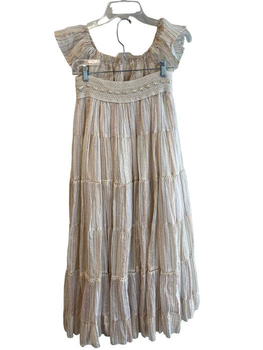 Laraethnics Size M White & Multi No Fabric Tag Tie Waist Striped Skirt Set