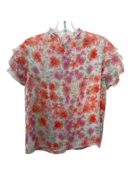 Misa Size S white, orange, multi Polyester ruffles Tassels Floral Print Top white, orange, multi / S