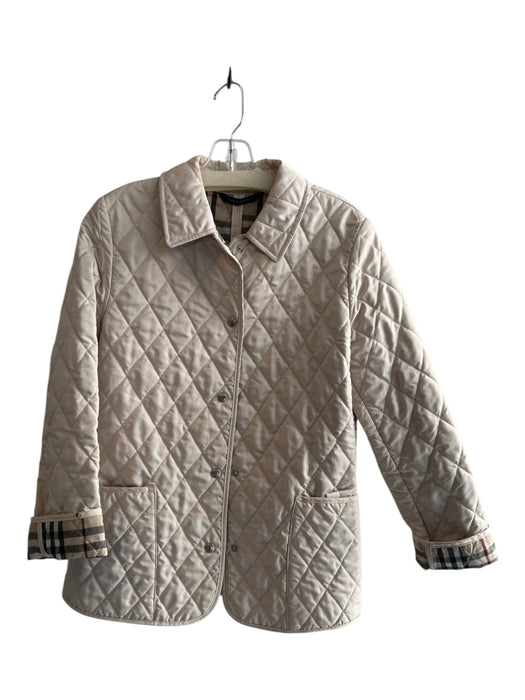 Burberry London Size XS Light Tan Cotton Quilted Plaid Interior Pockets Jacket Light Tan / XS