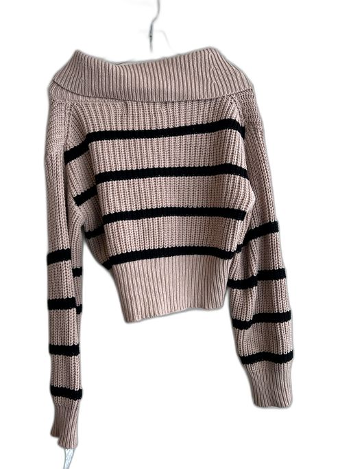 Vintage Havana Size S Tan & black Cotton & Acrylic Stripe high neck Cardigan Tan & black / S