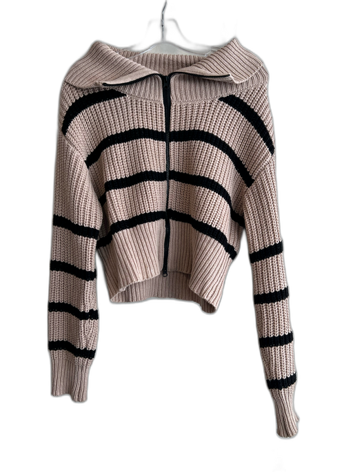 Vintage Havana Size S Tan & black Cotton & Acrylic Stripe high neck Cardigan Tan & black / S