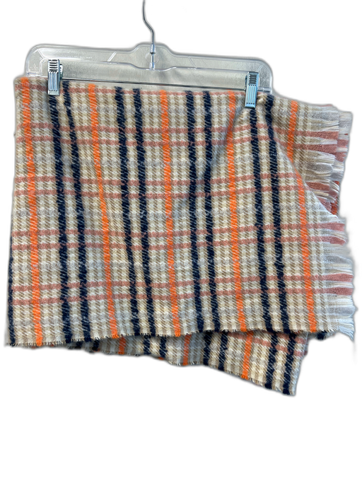 Maeve Tan Orange & blue Polyester Plaid Raw Hem Rectangle scarf Tan Orange & blue / One Size