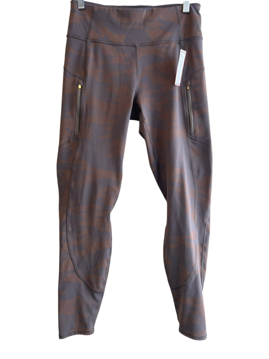 Athleta Size M Grey & Brown Polyester High Rise Camoflage Side Pockets Leggings Grey & Brown / M