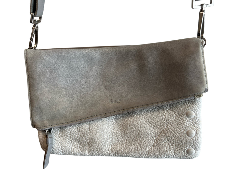 Hammitt Brown Gray & white Leather Envelope Flap Zip closure Cross Body Bag Brown Gray & white / S