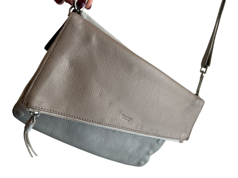 Hammitt Brown Gray & white Leather Envelope Flap Zip closure Cross Body Bag Brown Gray & white / S