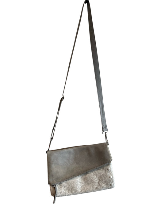 Hammitt Brown Gray & white Leather Envelope Flap Zip closure Cross Body Bag Brown Gray & white / S