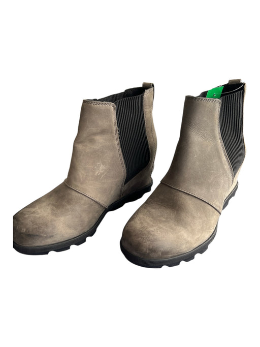 Sorel Shoe Size 9.5 Gray & Black Leather Stretch Panel Ankle High Booties Gray & Black / 9.5