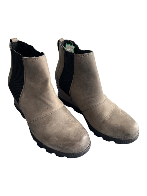 Sorel Shoe Size 9.5 Gray & Black Leather Stretch Panel Ankle High Booties Gray & Black / 9.5