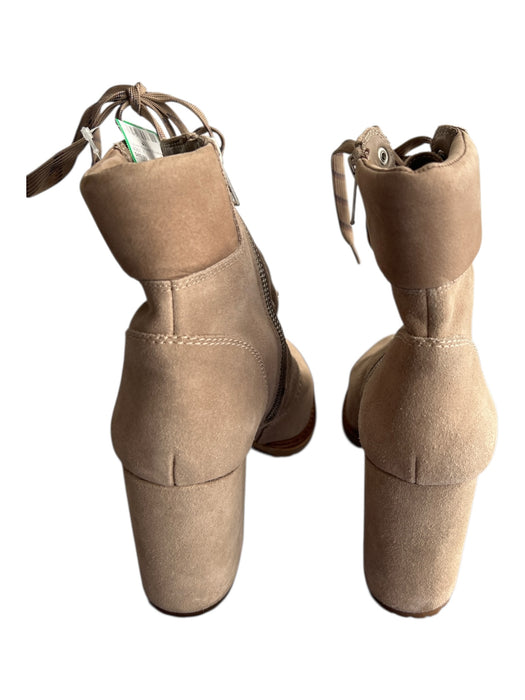 Gianni Bini Shoe Size 9.5 Sand Suede Silver Hardware Side Zip Lace Up Booties Sand / 9.5