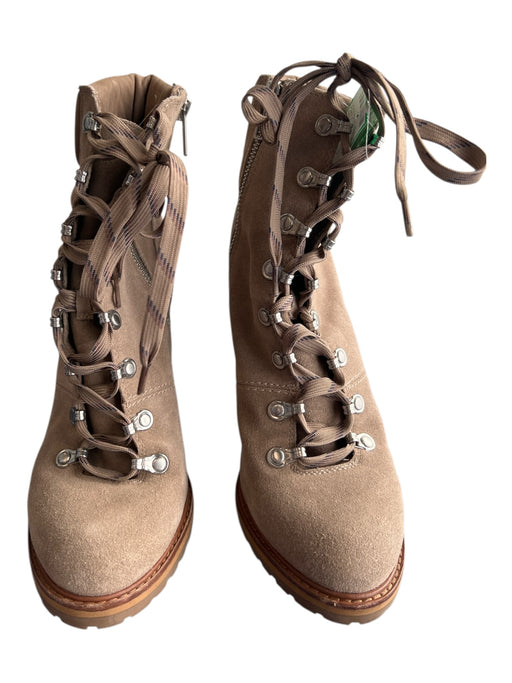 Gianni Bini Shoe Size 9.5 Sand Suede Silver Hardware Side Zip Lace Up Booties Sand / 9.5