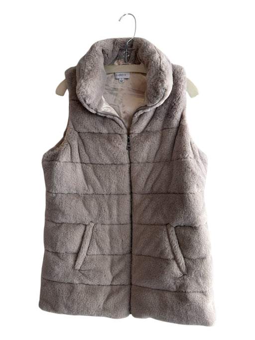 Evereve Size Small Light Gray Faux Fur Front Zip Pockets Mid Thigh Vest Light Gray / Small