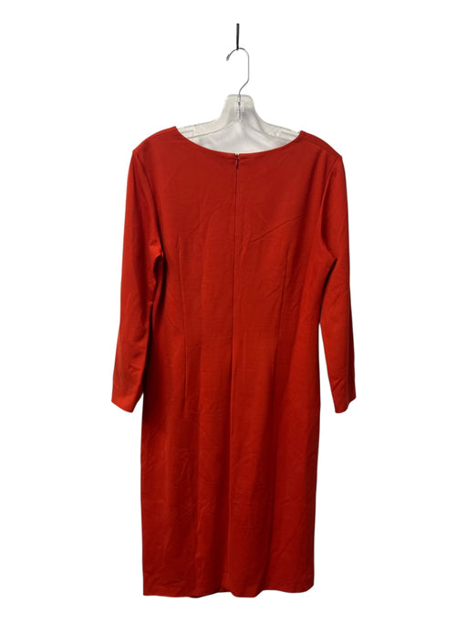Escada Size 40 Orange Red Viscose Blend Round Neck Back Zip Long Sleeve Dress Orange Red / 40