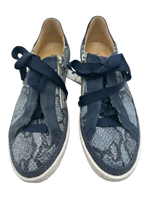 Softwaves Shoe Size 39 Blue, Navy, White Leather Rubber Sole Glitter Sneakers Blue, Navy, White / 39