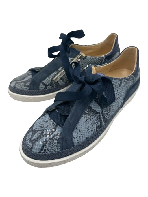 Softwaves Shoe Size 39 Blue, Navy, White Leather Rubber Sole Glitter Sneakers Blue, Navy, White / 39