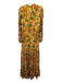 Saloni Size 4 Yellow, Orange, Pink Silk Chiffon Overlay Floral Maxi Dress Yellow, Orange, Pink / 4