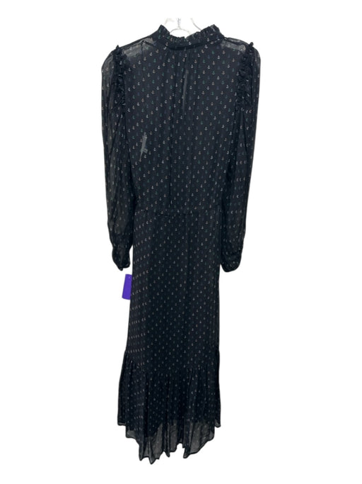 Munthe Size 36 Black & Multi Viscose Long Sleeve Anchors Maxi Dress Black & Multi / 36