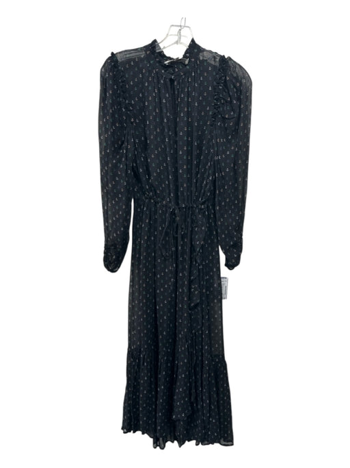 Munthe Size 36 Black & Multi Viscose Long Sleeve Anchors Maxi Dress Black & Multi / 36