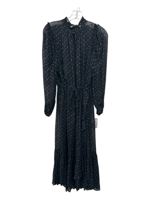 Munthe Size 36 Black & Multi Viscose Long Sleeve Anchors Maxi Dress Black & Multi / 36