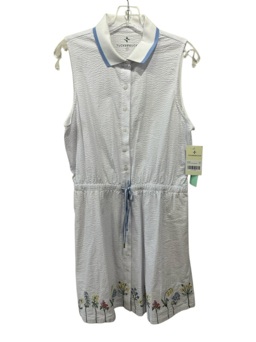 Tuckernuck Size Large White & Multi Cotton Blend Sleeveless Button Front Dress White & Multi / Large