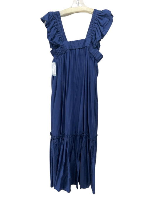 Inclan Studio Size Medium Navy Blue Cotton Sleeveless Elastic Straps Maxi Dress Navy Blue / Medium