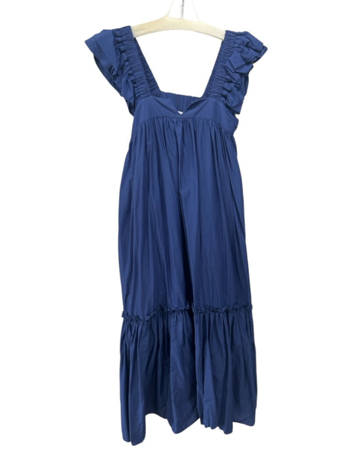 Inclan Studio Size Medium Navy Blue Cotton Sleeveless Elastic Straps Maxi Dress Navy Blue / Medium