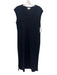 Jigsaw Size Medium Black Cotton Sleeveless Side Slit Front Seam Midi Dress Black / Medium