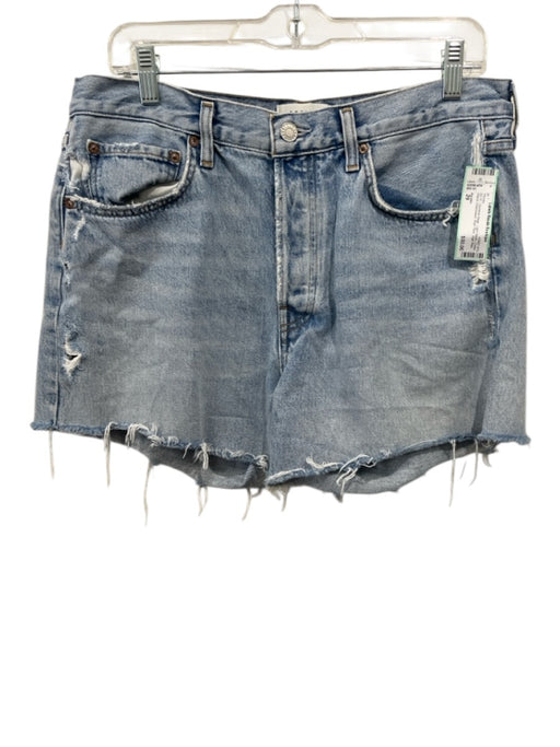 Agolde Size 29 Light Wash Cotton Blend Distressed Raw Hem High Rise Shorts Light Wash / 29