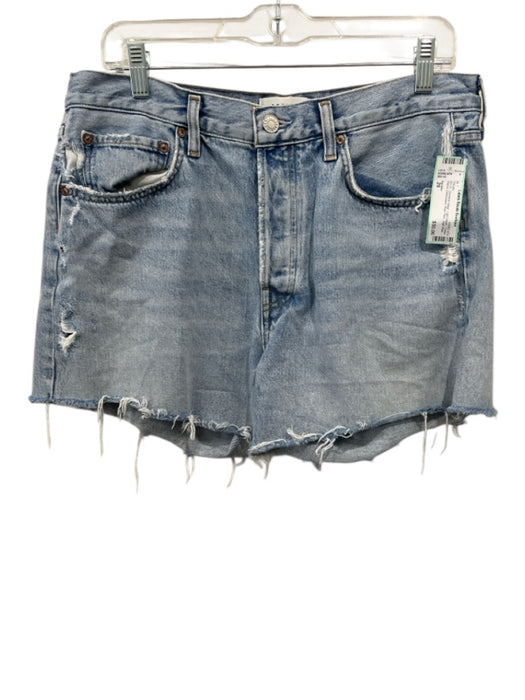 Agolde Size 29 Light Wash Cotton Blend Distressed Raw Hem High Rise Shorts Light Wash / 29