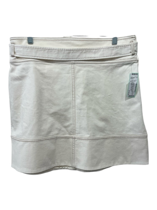 Tanya Taylor Size 12 Cream White Cotton Denim A-line Contrast Stitch Skirt Cream White / 12