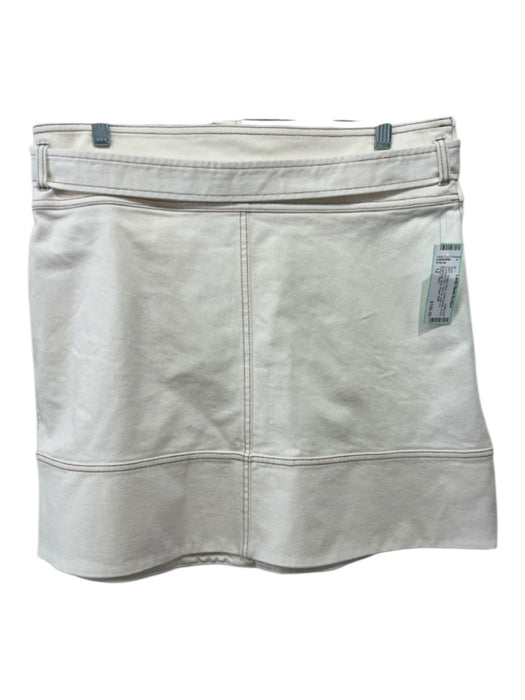 Tanya Taylor Size 12 Cream White Cotton Denim A-line Contrast Stitch Skirt Cream White / 12