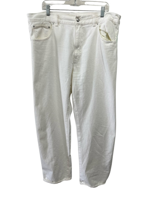 Madewell Size 33 White Cotton Denim High Rise Balloon Leg Pockets Jeans White / 33