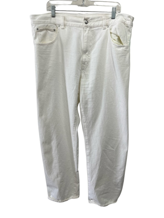 Madewell Size 33 White Cotton Denim High Rise Balloon Leg Pockets Jeans White / 33