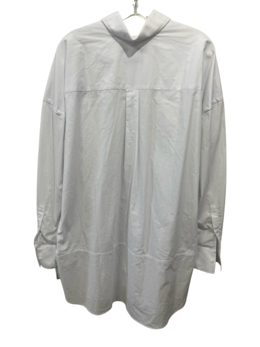 WNU Size Large White Cotton Long Sleeve Button Front Collar Top White / Large