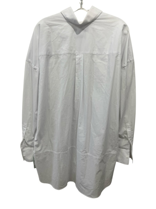 WNU Size Large White Cotton Long Sleeve Button Front Collar Top White / Large