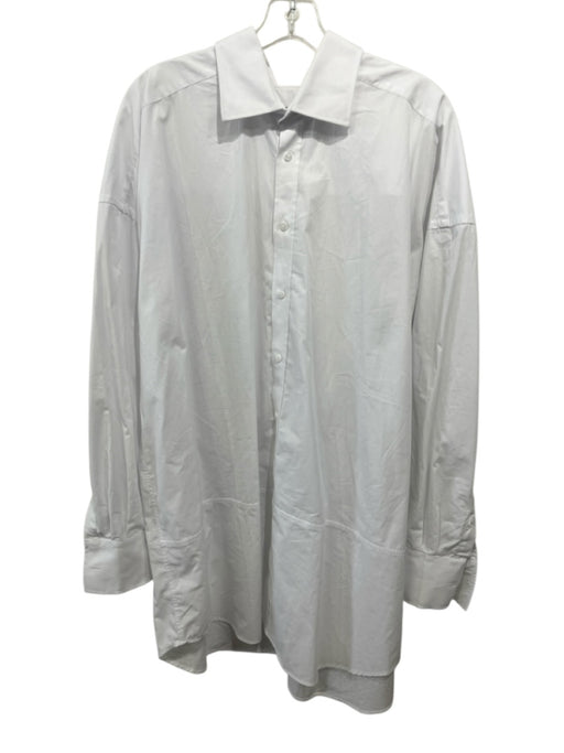 WNU Size Large White Cotton Long Sleeve Button Front Collar Top White / Large
