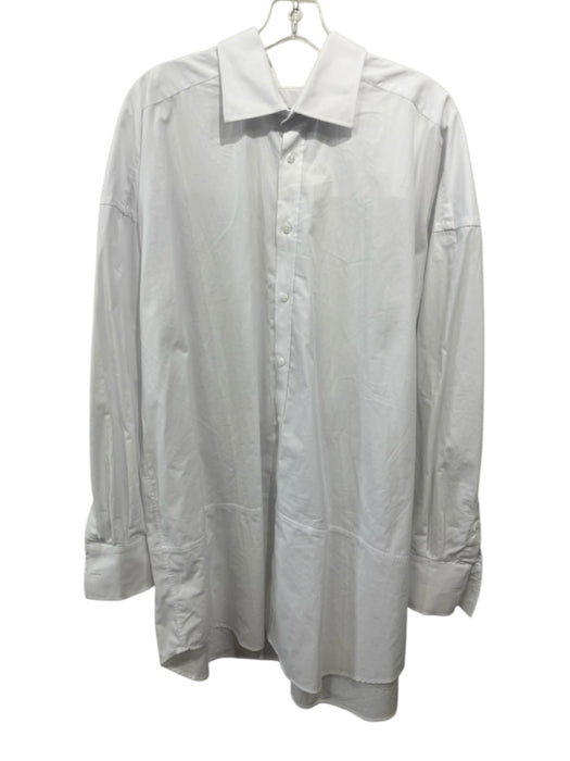 WNU Size Large White Cotton Long Sleeve Button Front Collar Top White / Large