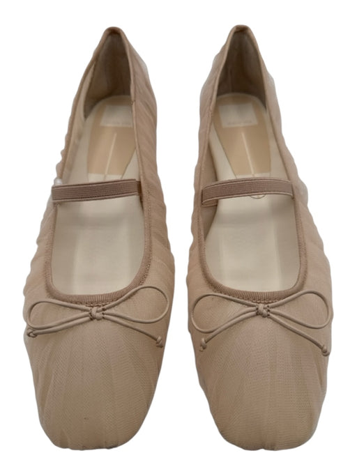 Dolce Vita Shoe Size 10.5 Beige Manmade Material Square Toe Pleated Mesh Flats Beige / 10.5