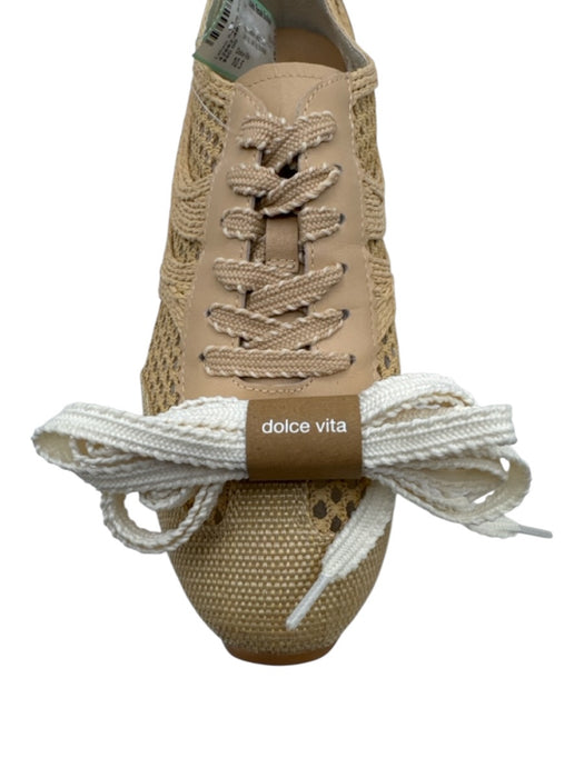 Dolce Vita Shoe Size 10.5 Beige Leather Detail Straw Woven Lace Up Sneakers Beige / 10.5