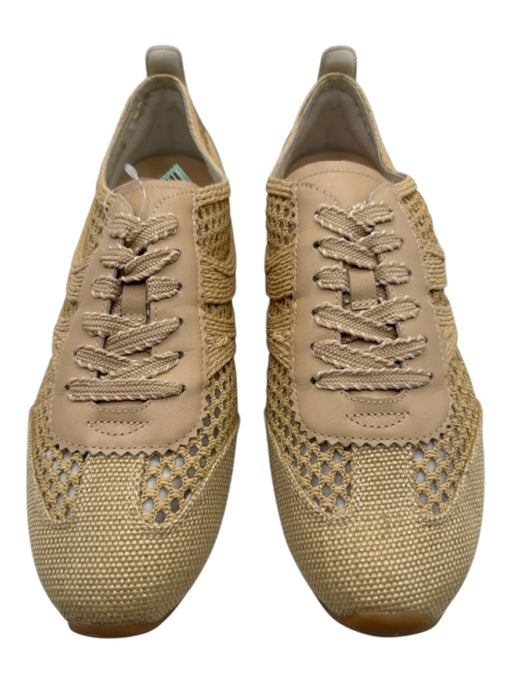 Dolce Vita Shoe Size 10.5 Beige Leather Detail Straw Woven Lace Up Sneakers Beige / 10.5
