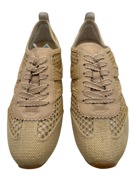 Dolce Vita Shoe Size 10.5 Beige Leather Detail Straw Woven Lace Up Sneakers Beige / 10.5