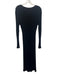 Dissh Size XL Black Viscose Blend Ribbed Knit Long Sleeve V Neck Waist Tie Dress Black / XL