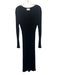 Dissh Size XL Black Viscose Blend Ribbed Knit Long Sleeve V Neck Waist Tie Dress Black / XL