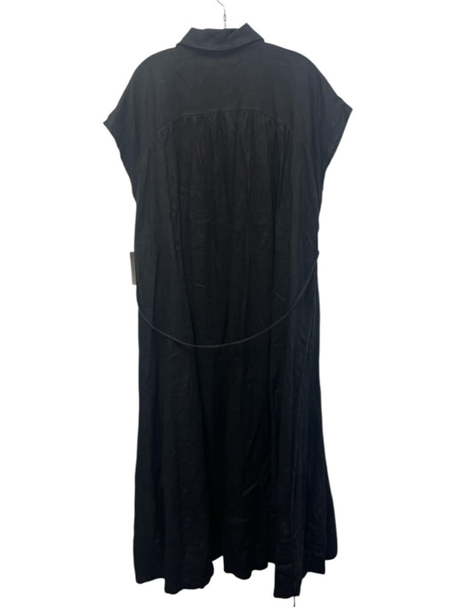 Dissh Size 8 Black Linen Mother of Pearl Button Up Waist tie Sleeveless Dress Black / 8