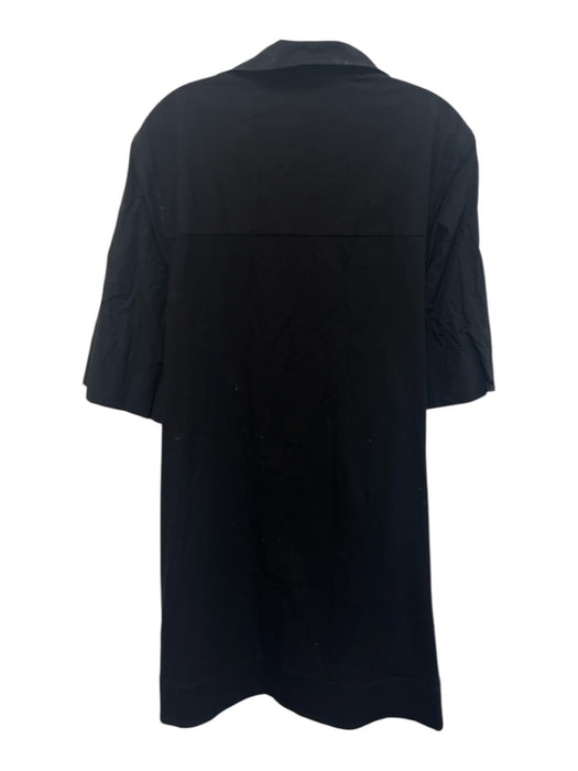 COS Size M Black Cotton V Neck Short Sleeve Fabric Block Shift Dress Black / M