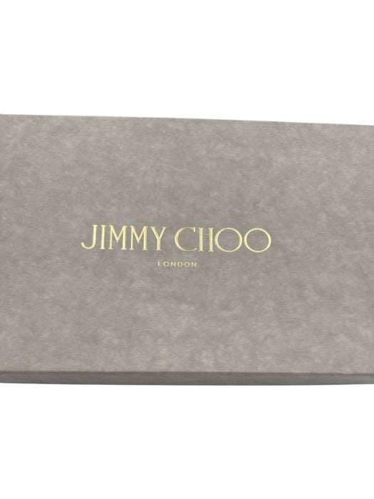 Jimmy Choo Shoe Size 40 / 9.5 Silver Leather Round Toe Glitter Slide Sandals Silver / 40 / 9.5