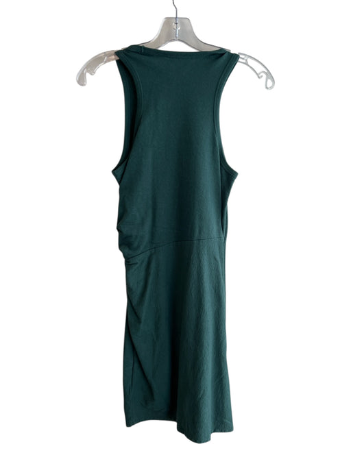 Ted Baker Size 2 Forest Green Cotton Round Neck Sleeveless Gathered Detail Dress Forest Green / 2