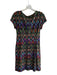 Ellen Tracy Size 6P Black & Multi Polysatin Blend Boat Neck Cap Sleeve Dress Black & Multi / 6P